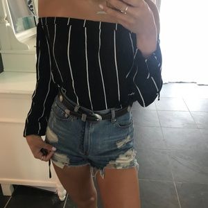 PacSun Striped Off The Shoulder Top